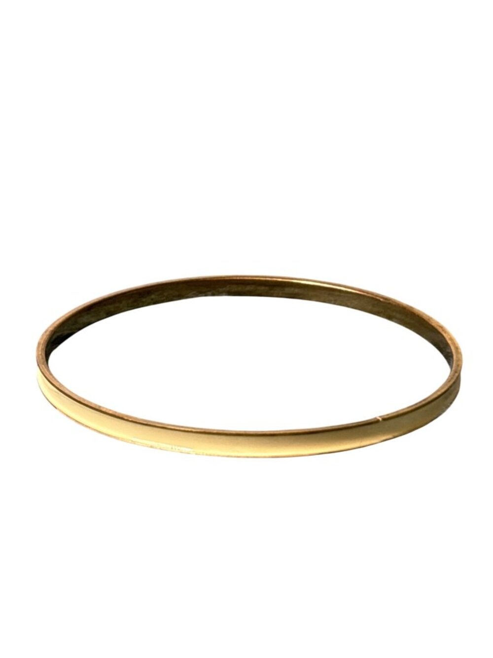 Vintage Goldtone Cream Enamel Bangle Bracelet 8.25 inches